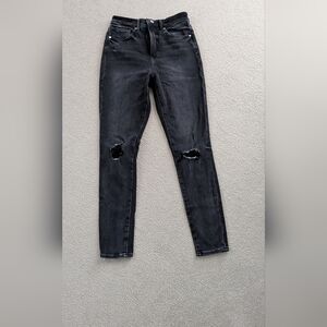 Express Women's Charcoal Distressed Skinny Jeans